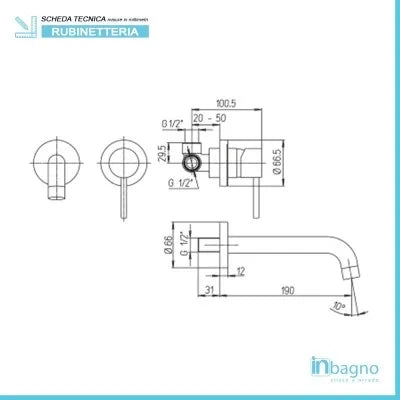 Miscelatore Lavabo a Muro 19 cm Piralla Essenza
