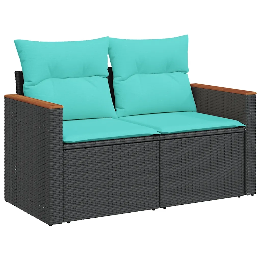 Set Divani da Giardino 8 pz con Cuscini Nero in Polyrattan 3226246