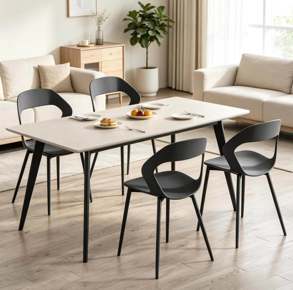 Set di 4 sedie da pranzo 51x44x83 cm in PP grigio con gambe in metallo