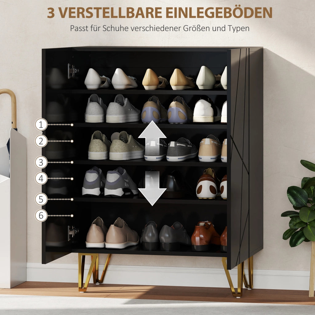 Armadio per scarpe con 2 ante e 3 ripiani regolabili ¨C Minimal ¨C 72x31.5x95 cm nero