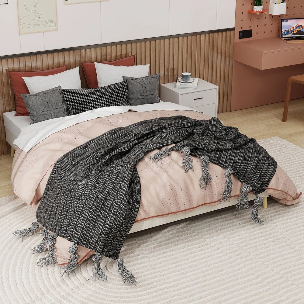 Letto Matrimoniale in Velluto ¨C MINIMAL ¨C Beige 160x200