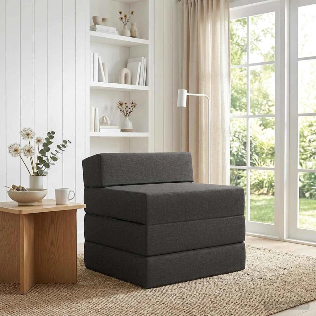 Divano Letto Pieghevole Grigio Scuro 200 x 70 x 15 cm Tessuto 900001