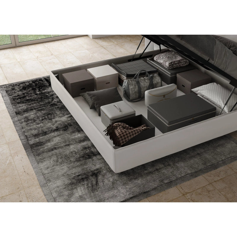 Letto imbottito Matrimoniale 190x200 cm Priya - Bianco,Similpelle,Contenitore