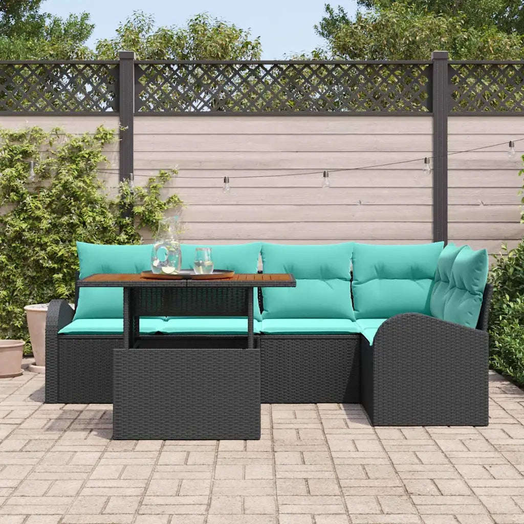 Set Divano da Giardino con archiviazione 6 pcs Nero Poly Rattan 3358328