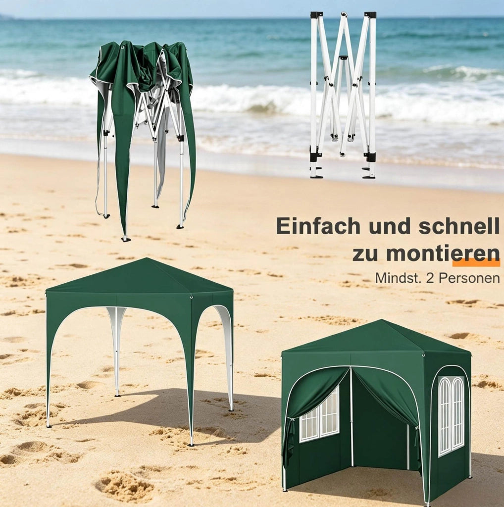 Gazebo pieghevole 2x2 m verde con pareti laterali e borsa