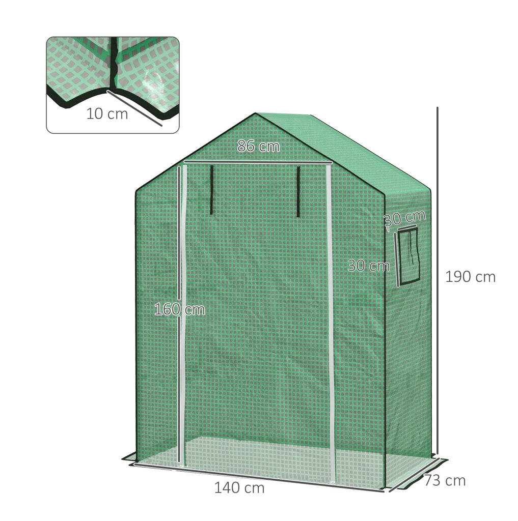 Telo di ricambio per serra 140x73x190 cm con porta e finestre