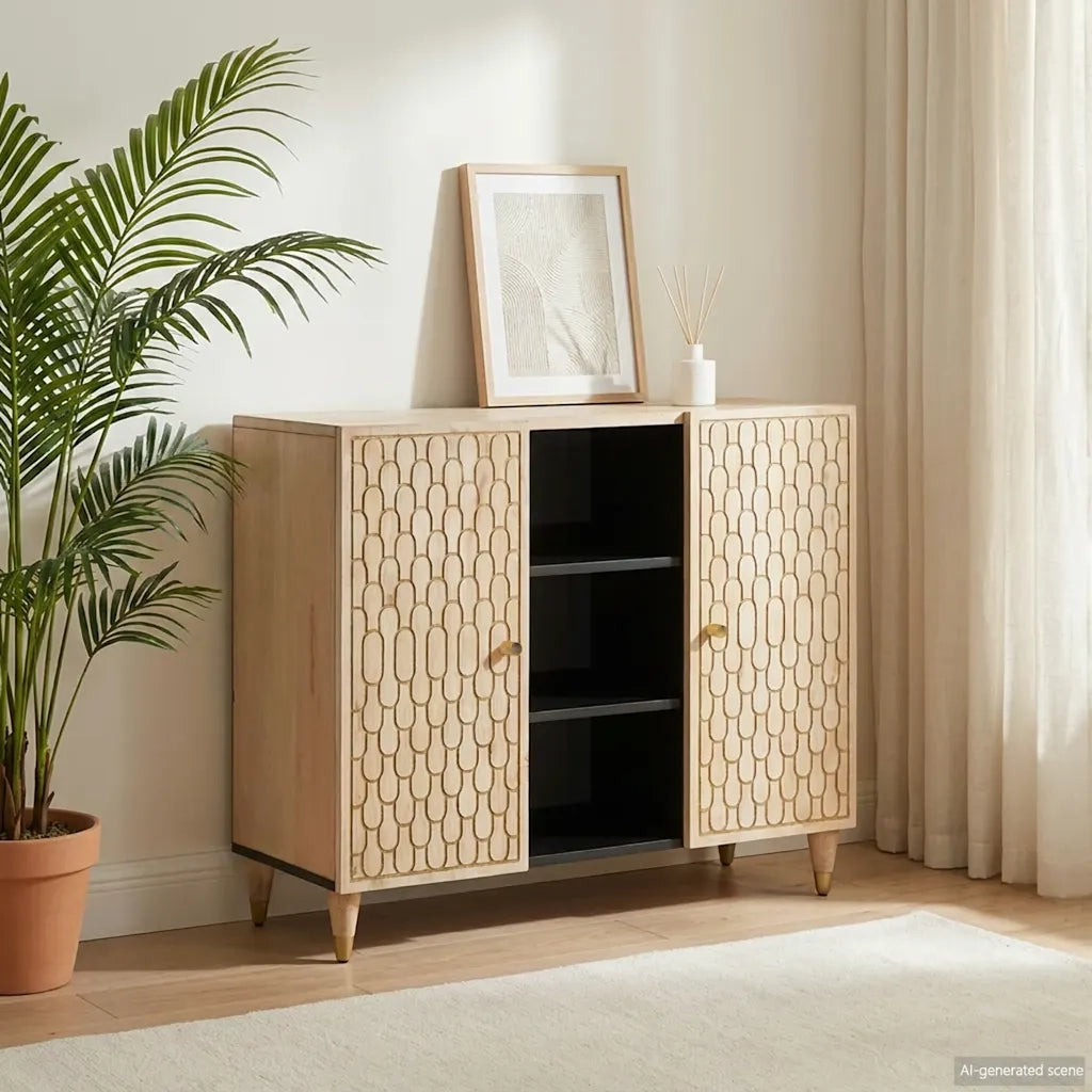 Credenza 90x33x75 cm in Legno Massello di Mango 358276