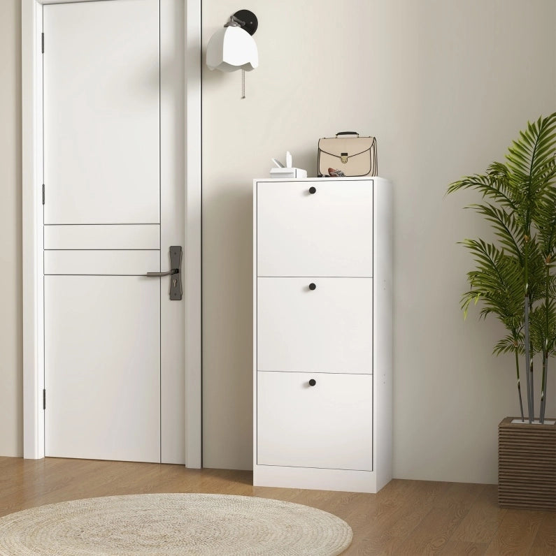 Scarpiera slim 3 ante a ribalta bianca 47x28x115 cm