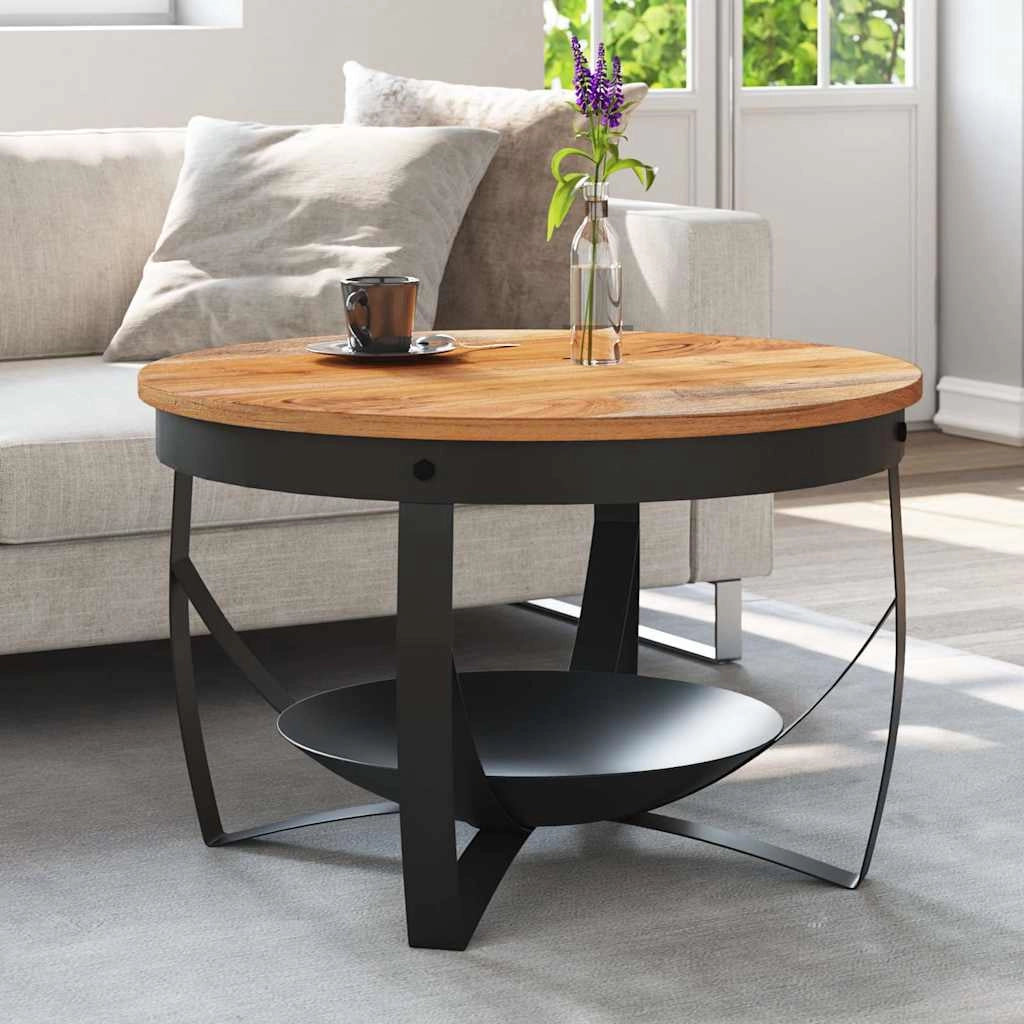 Tavolino da Salotto Ø68x43 cm in Legno Massello di Acacia