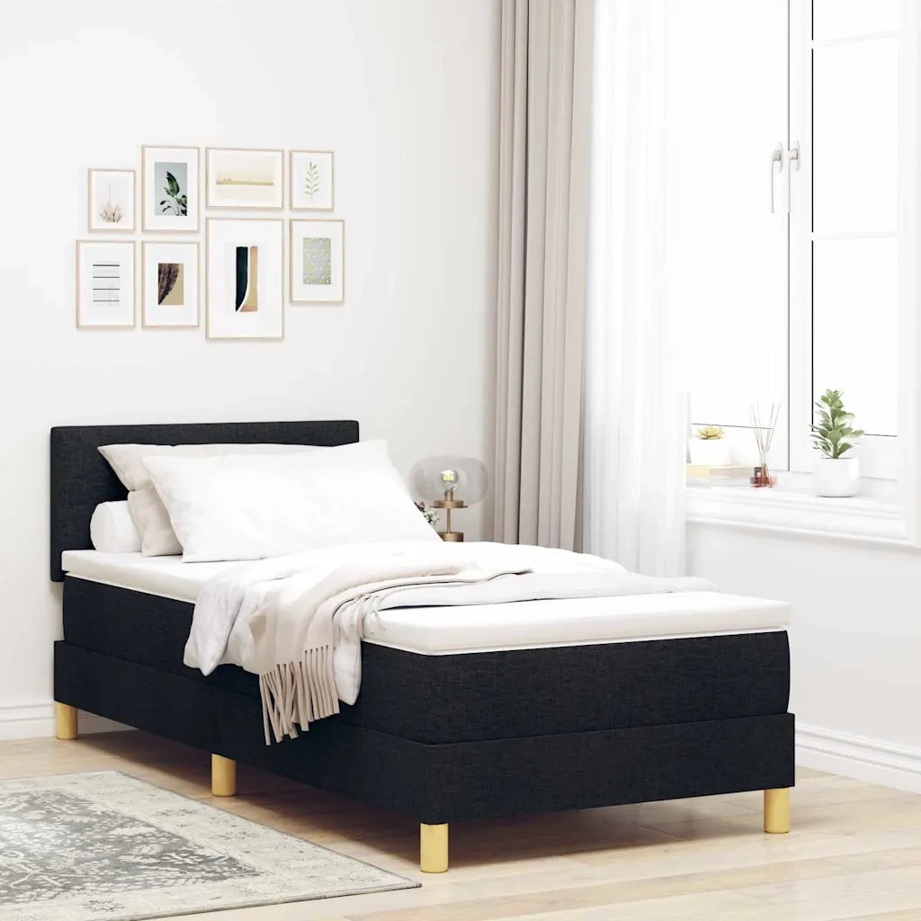 Letto a Sorgente LED con materasso Nero 100 x 200 cm Tessuto