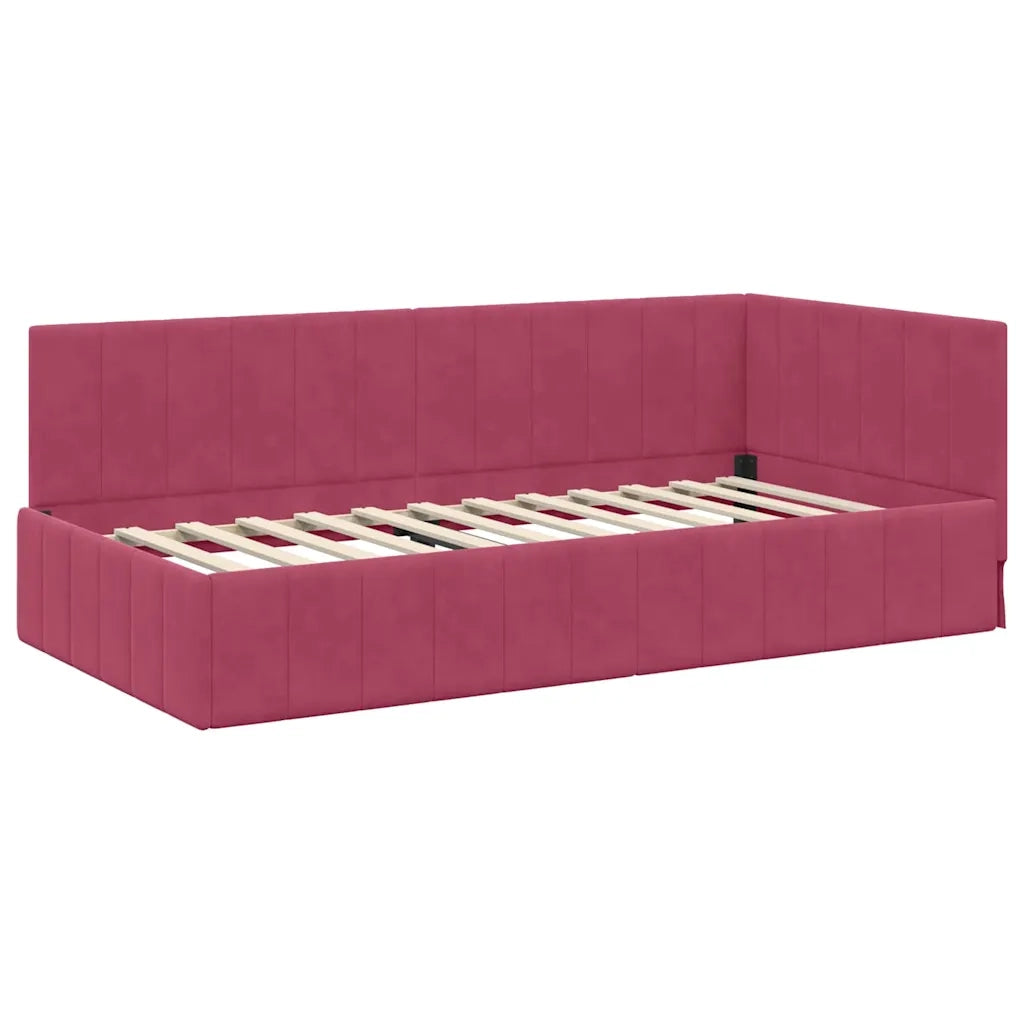 Letto singolo | Letto per adulti | Struttura Letto Angolare con Materasso 2 pcs Verde Velluto