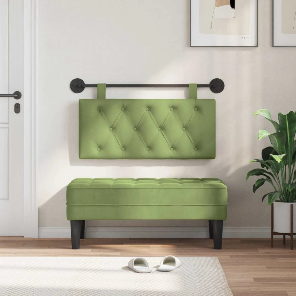 Testiera | Testata sospesa Con luce LED Verde chiaro Velluto