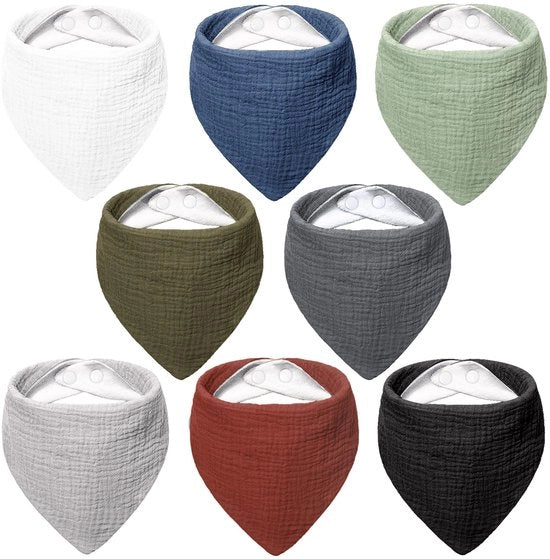 Sciarpe per Bambini, Muslin, Quadrata, 100% Cotone, Adattabile, 8 Pezzi (Basic)