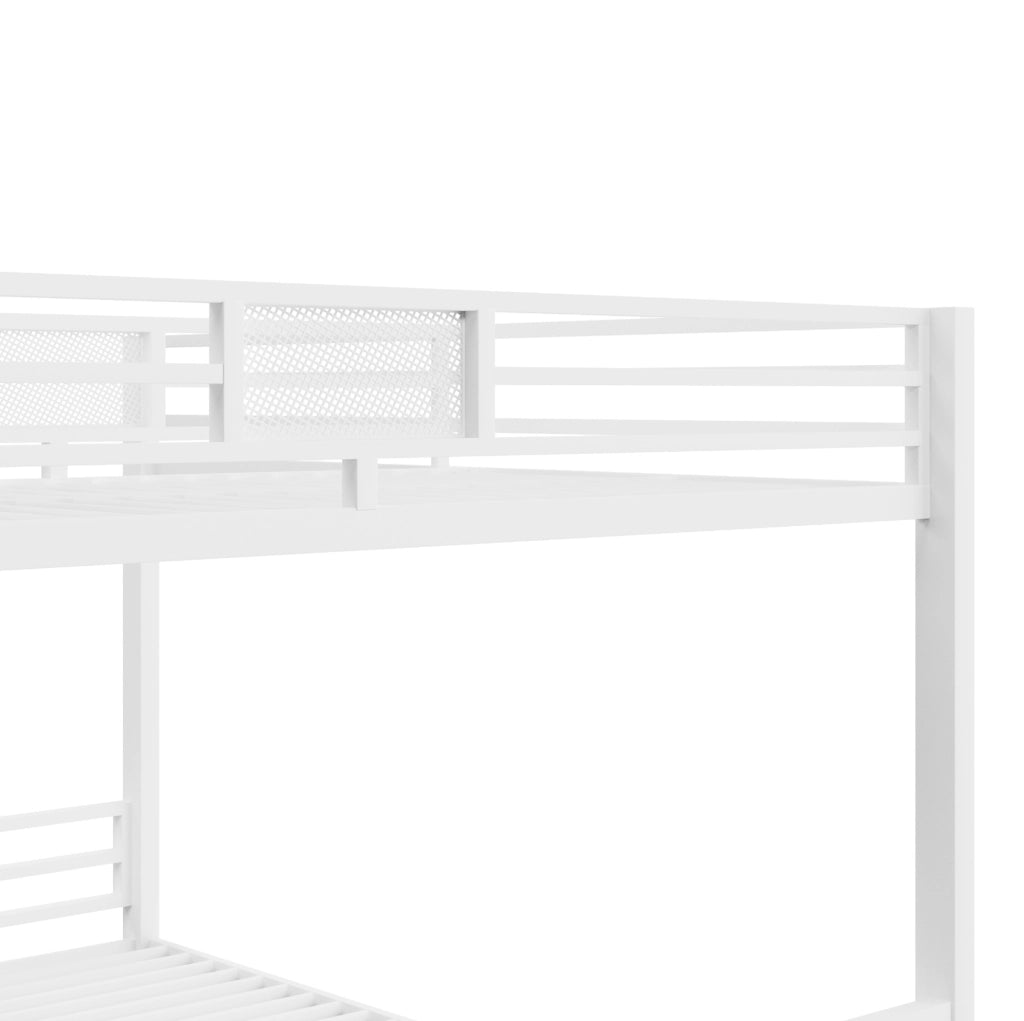 Letto a castello ad angolo in metallo bianco 90x200 cm sopra 140x200 cm