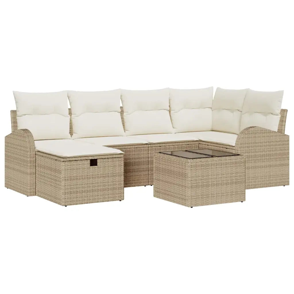 Set di divani con cuscino 7 pcs Beige e Crema polyrattan 3359090