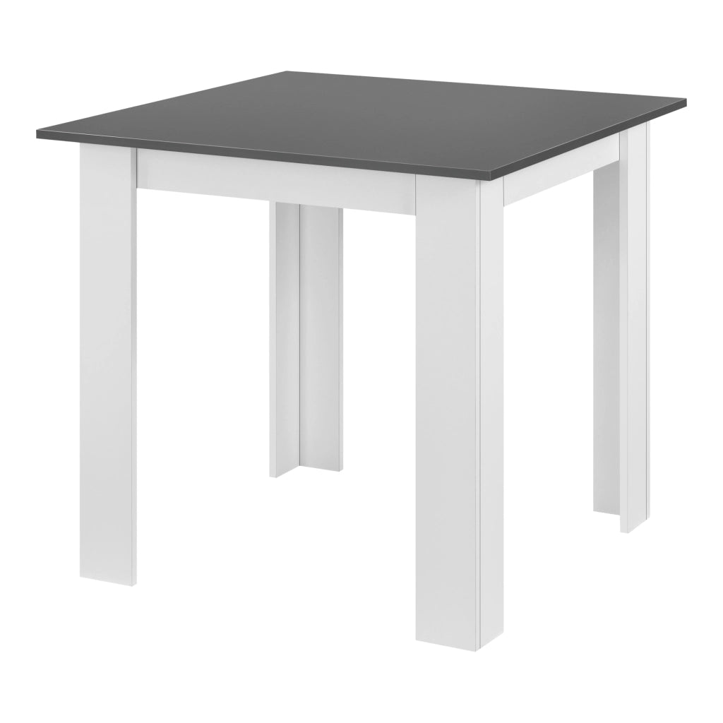 Tavolo da Pranzo con Piano Quadrato e Gambe a Forma di L 80 x 80 x 76cm Tavolo da Cucina in Design Moderno - Bianco/Grigio Scuro