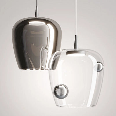 Zafferano Lampada a sospensione Bilia LED 230V, diffusore in vetro soffiato Bianco e Bronzo, diametro 27 cm, design elegante e moderno, 8.0W 2700K