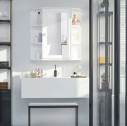 Armadio bagno sospeso 66x17x63 cm in MDF bianco, 8 scomparti