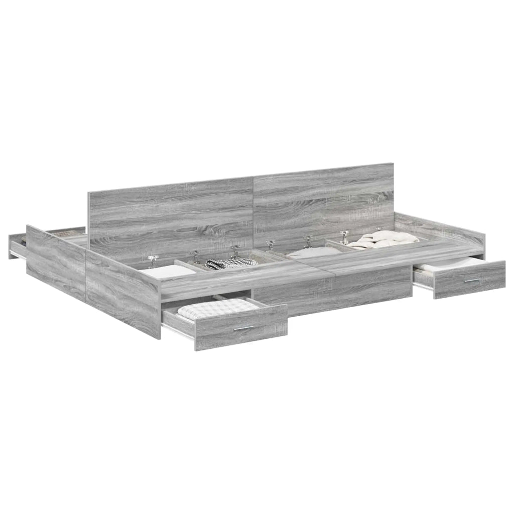 Struttura letto con contenitore-Giroletto con contenitore Grigio Sonoma 140 x 200 cm