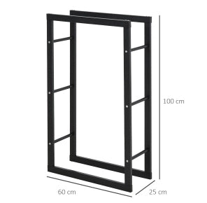 Portalegna verticale 60x25x100 cm in acciaio nero salvaspazio
