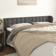 Testiera ad Orecchio-Testata con Orecchie Grigio Scuro 163x23x78/88 cm in Velluto 227329