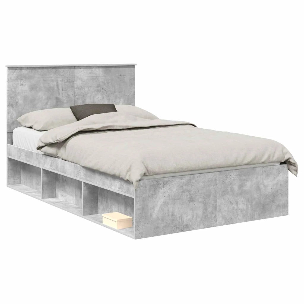 Letto matrimoniale | Letto per adulti | Struttura del letto Calcestruzzo 120 x 200 cm Pino massello