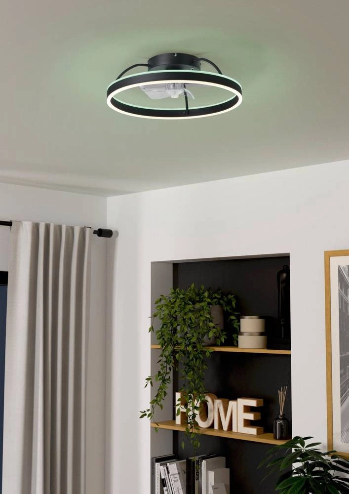 Plafoniera con Ventilatore Aperto Nero Marinella Eglo