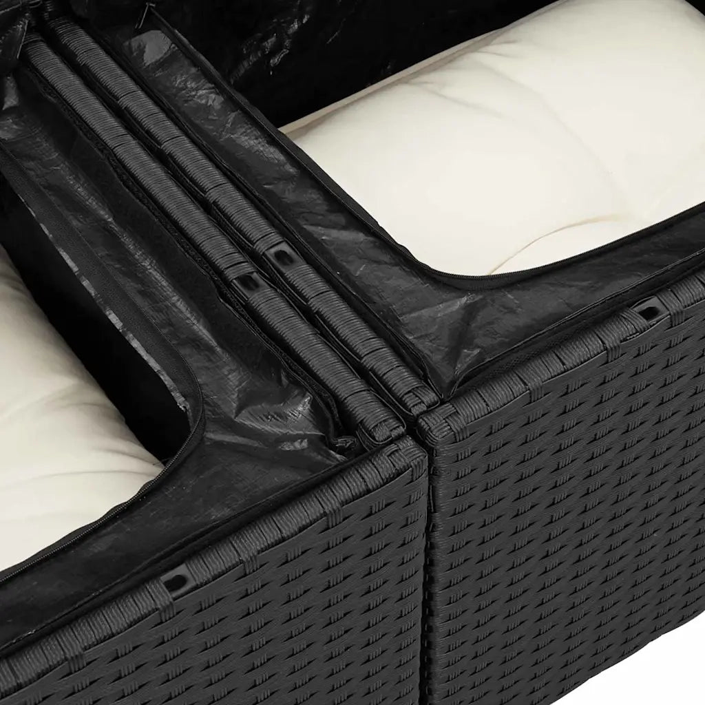 Set di divani con cuscino 6 pcs Nero e Bianco polyrattan