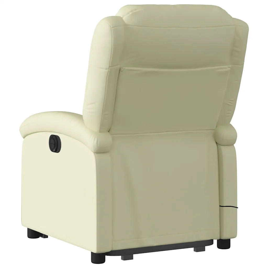 Poltrona Alzapersona Massaggiante Reclinabile Crema Vera Pelle 3204268