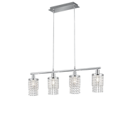 Lampada Sospensione Interno 4 Luci Vetri Trasparenti e Pendagli Posh GD Trio
