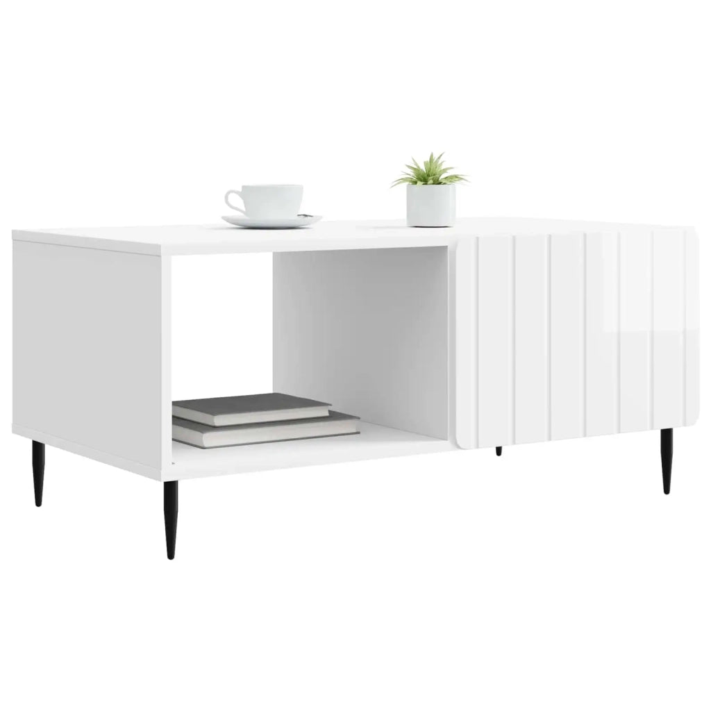 Tavolino da salotto Bianco Lucido 90 x 50 x 40 cm 894499