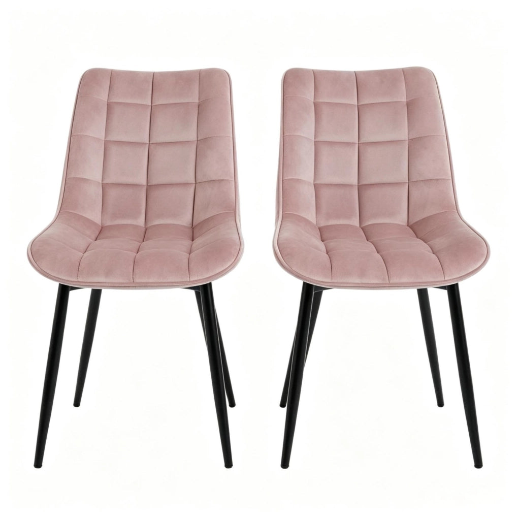 SEDIA Imbottita 46x39 cm in Velluto Rosa Set da 2