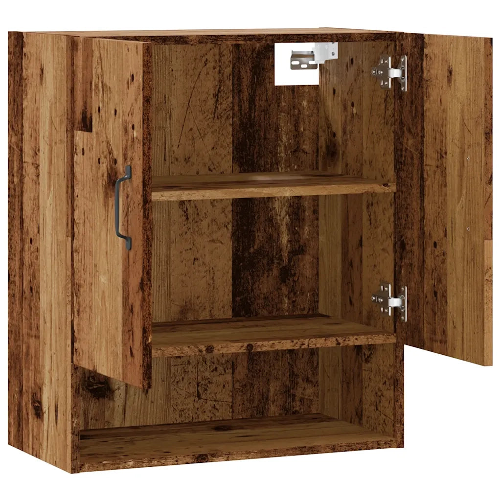 Mobile contenitore decorativo a parete 60 x 31 x 70 cm legno composito finitura effetto legno anticato 02_0051021