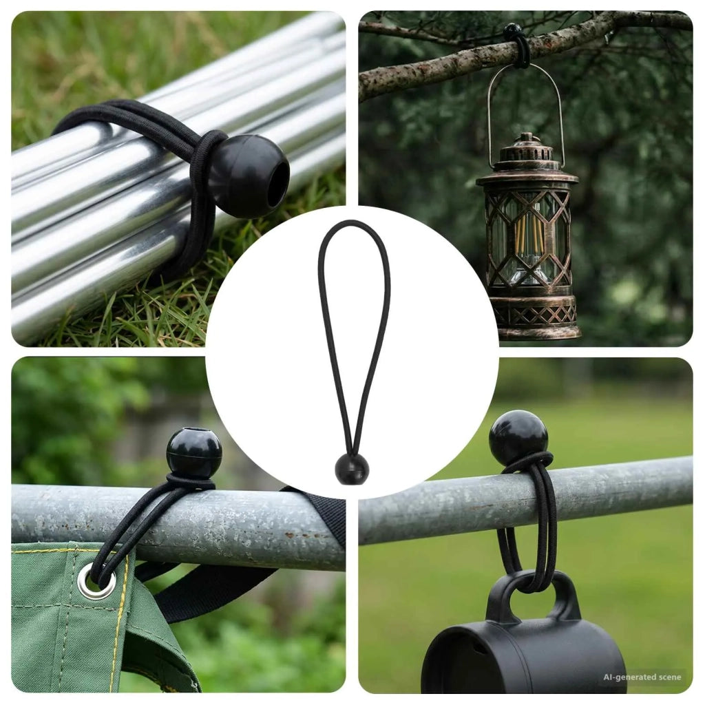 Corde Bungee con Palle 24 pz Nero 4 mm x 22 cm Polipropilene 42047678