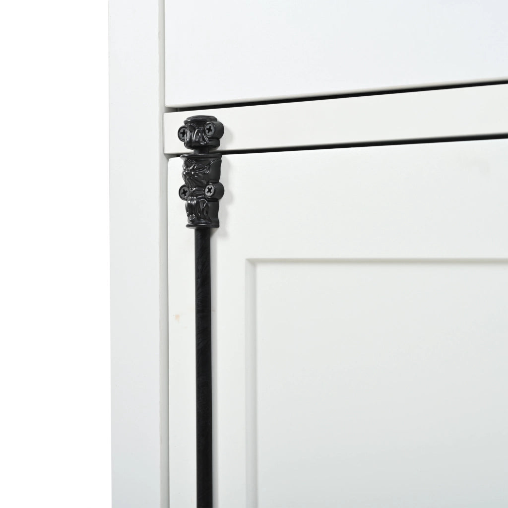 Vetrina in Vetro Bianca Mobile a Colonna 200 cm con Luci LED Cassetto e 2 Ante 55x40 cm