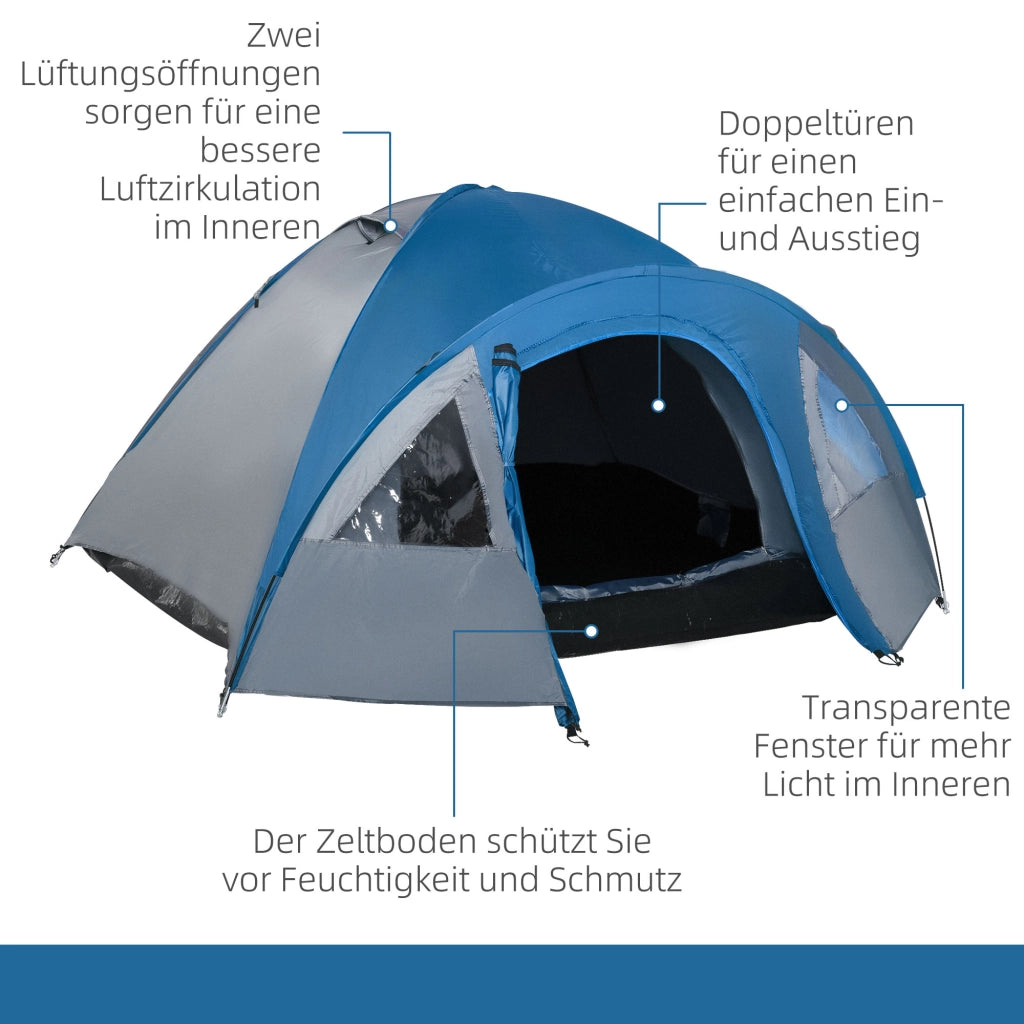 Tenda da campeggio per 3 persone 4 stagioni robusta e facile da montare con borsa 3,00 x 2,50 x 1,30m blu e grigio