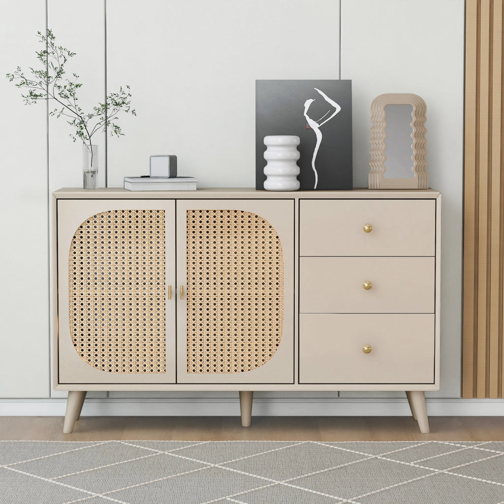 Credenza Porta TV con Ante e Cassetti ¨C Xylo ¨C Bianco Offwhite, 120 cm