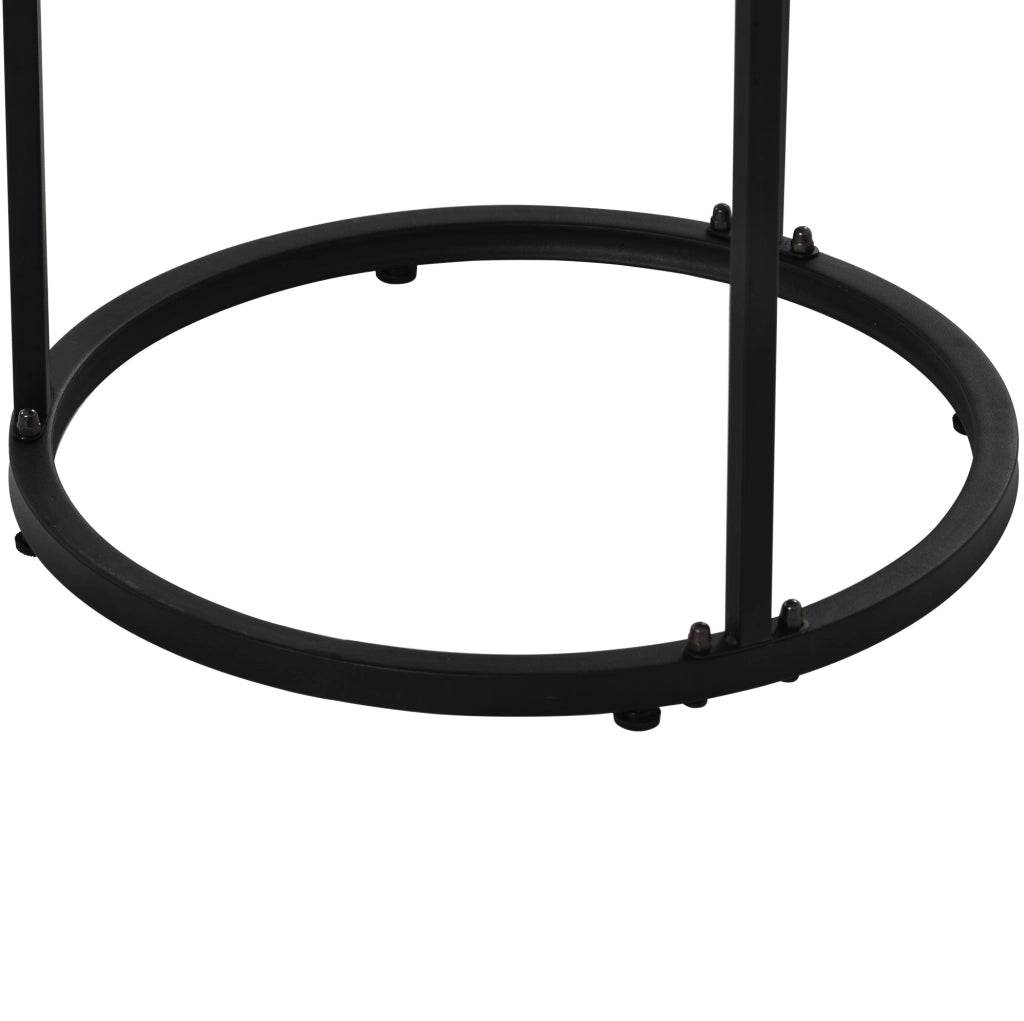 Set 2 tavolini da caffè rotondi impilabili in MDF; noce e nero