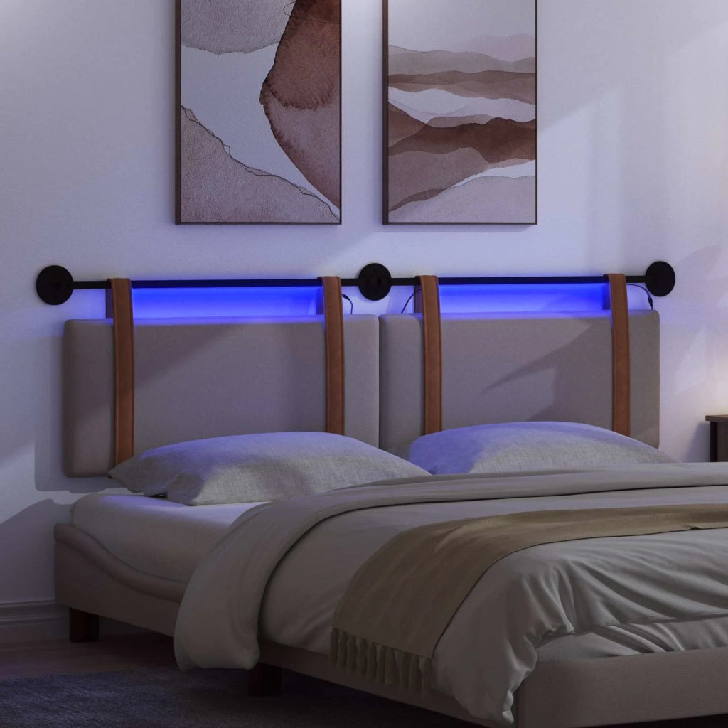 Testiera sospesa Con luce LED Tortora PU Antico 3423990