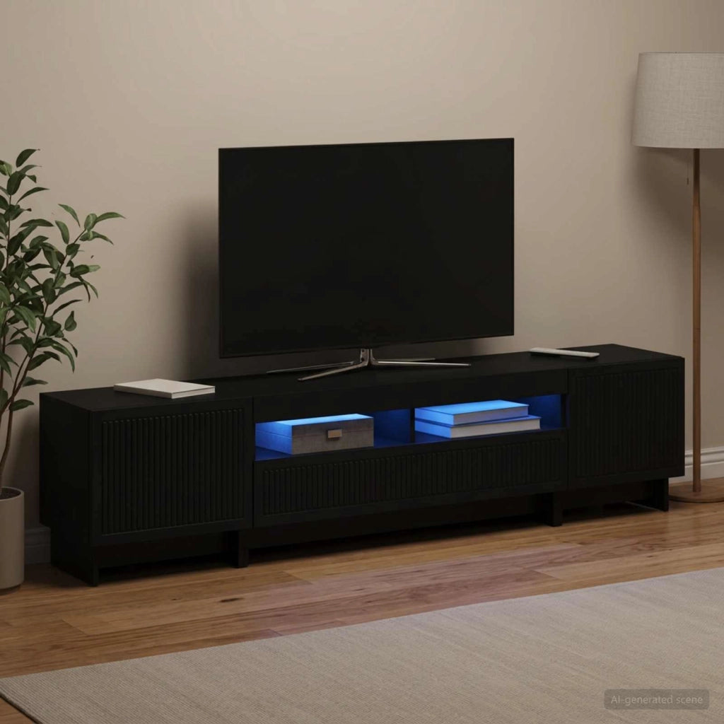 Mobile TV LED a 5 pezzi Nero Legno ingegnerizzato 3416414