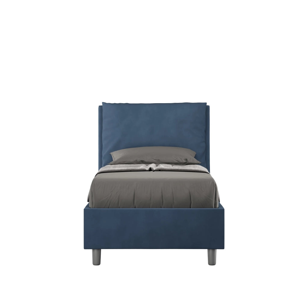 Letto Singolo 90x200 cm con Rete e Contenitore Antea Blu