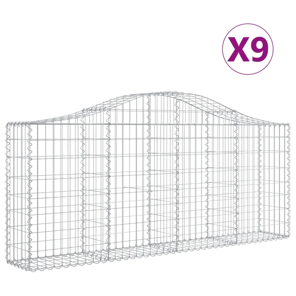 Cesti Gabbioni ad Arco 9 pz 200x30x80/100 cm Ferro Zincato 3145416