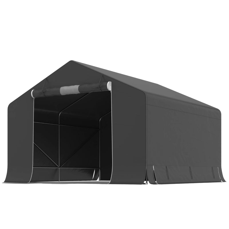 Tenda garage porta attrezzi 3 x 3 m, struttura in metallo zincato, grigio scuro