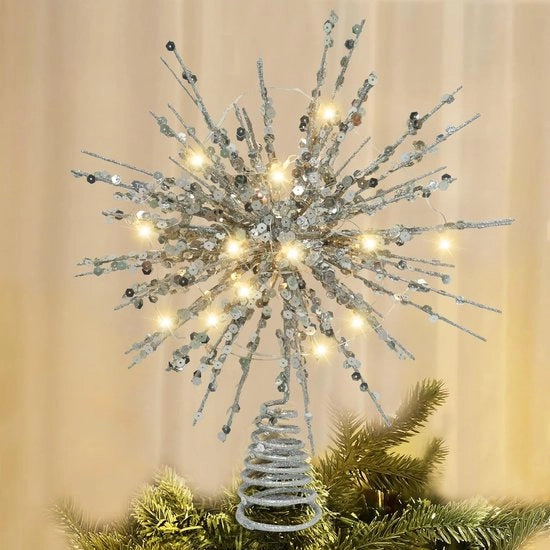 Decorazione per albero di Natale LED a stella in metallo con alta qualità filo di metallo - 30 cm