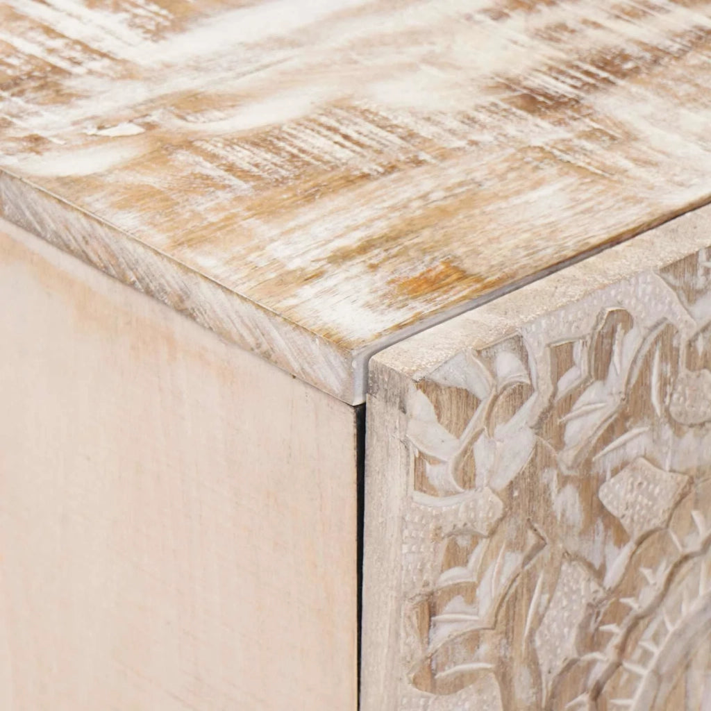 Mobile TV Bianco 105 x 33,5 x 46 cm Legno di mango massello 4018368