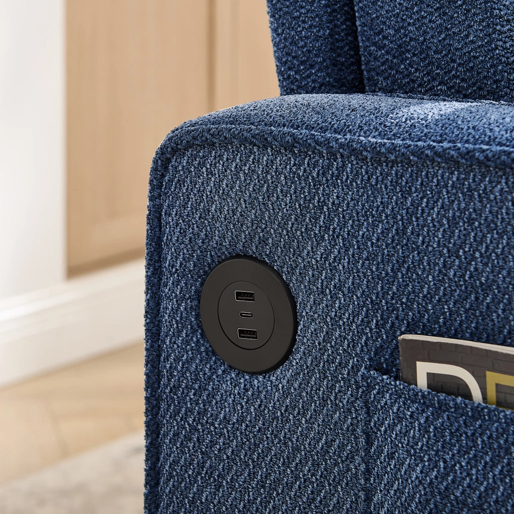 Divano Letto 2 Posti con USB ¨C MINIMAL ¨C Blu, Trasformabile
