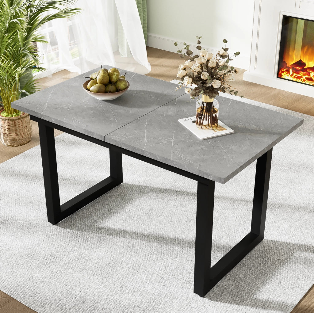 Tavolo da pranzo allungabile in MDF grigio e nero