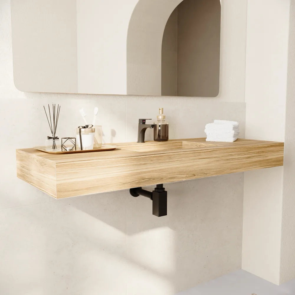Lavabo sospeso in hpl 120cm rovere miele | Baikal