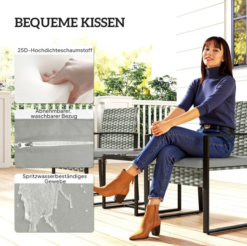 Set bistrot da giardino 3 pezzi in rattan sintetico grigio
