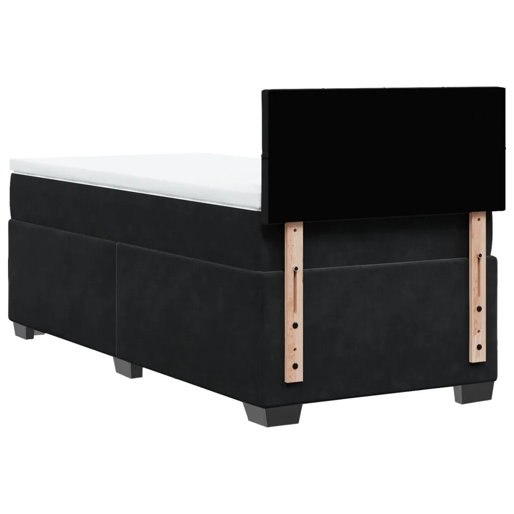 Giroletto a Molle con Materasso-Struttura Letto Nero 80x200 cm in Velluto 672695